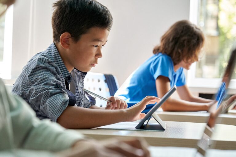 Elementary Students on Tablets in Class